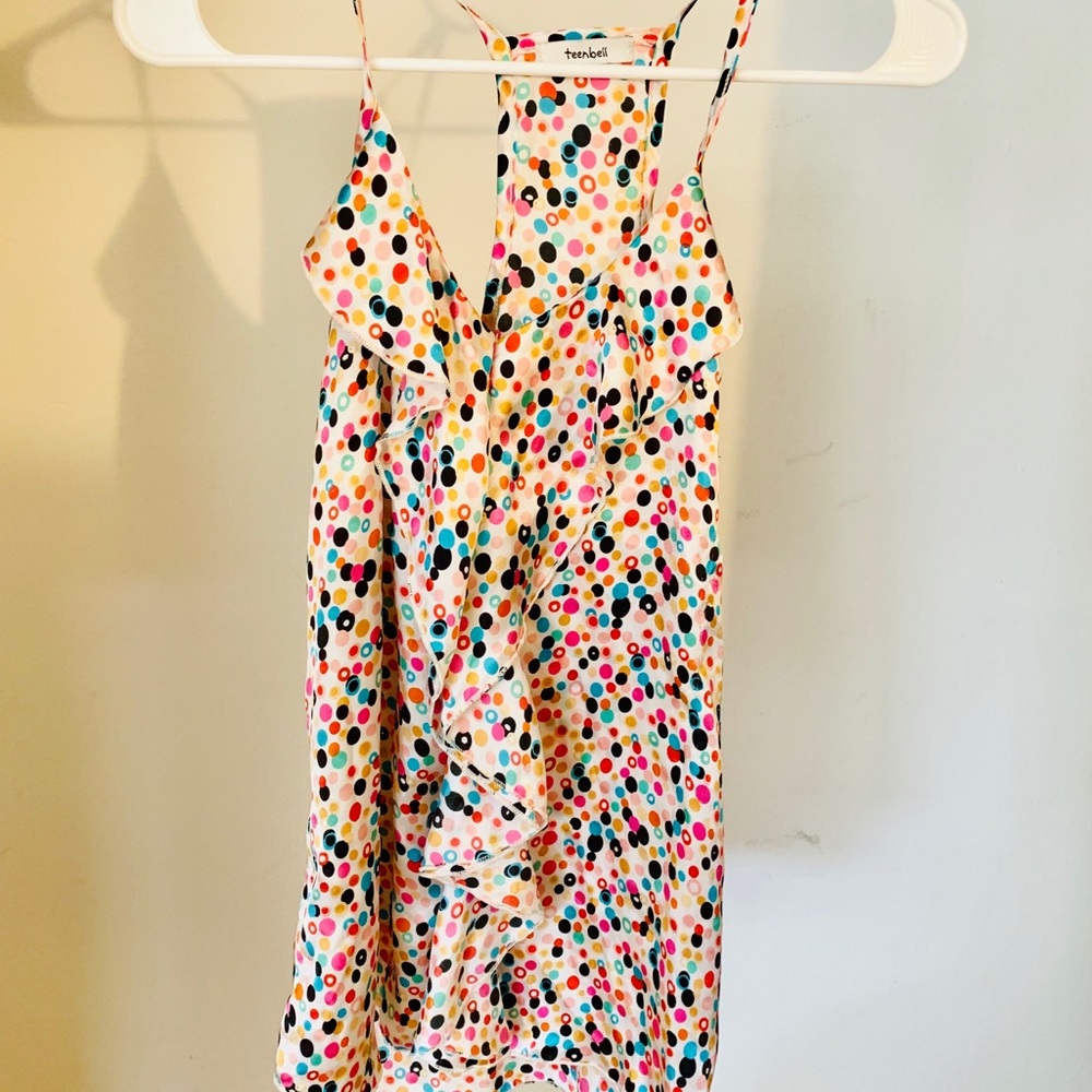 Polka dot, bright, silky tank